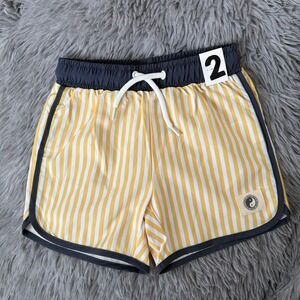 Cotton On Kids Swim Trunks Yellow White Stripes Navy Toddler 2T NEW Summer